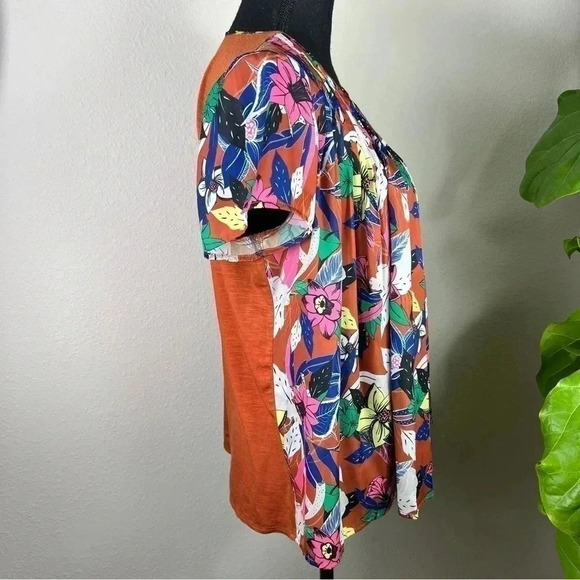 Anthropologie DOLAN Women’s Left Coast Pleated Short Sleeve Floral Blouse Medium - Picture 8 of 16